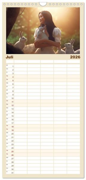 Produktbild: Familienplaner 2026 - Gl&uuml;cklich wie im M&auml;rchen mit 5 Spalten (Wandkalender, 21 x 45 cm) CALVENDO