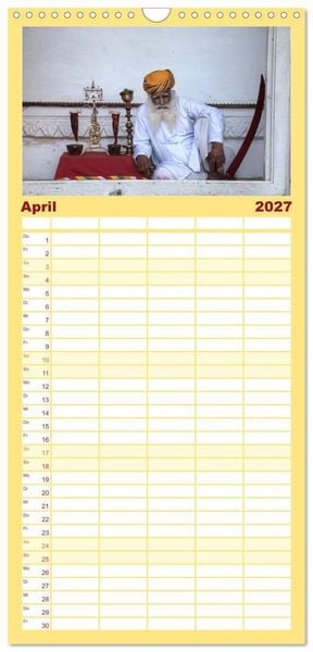 Produktbild: Familienplaner 2027 - Indiens Gesichter mit 5 Spalten (Wandkalender, 21 x 45 cm) CALVENDO