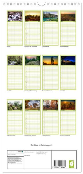 Produktbild: Familienplaner 2026 - Der Harz einfach magisch mit 5 Spalten (Wandkalender, 21 x 45 cm) CALVENDO