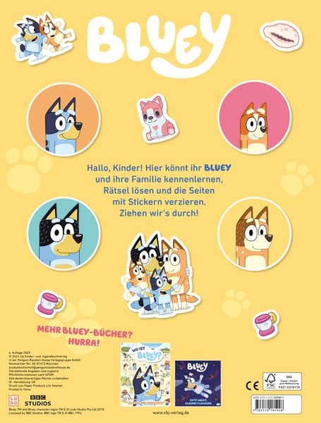 Produktbild: Hallo BLUEY! - Ein lustiges R&auml;tsel- und Stickerbuch