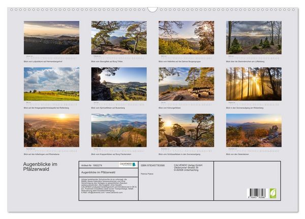 Produktbild: Augenblicke im Pf&auml;lzerwald (Wandkalender 2026 DIN A2 quer), CALVENDO Monatskalender