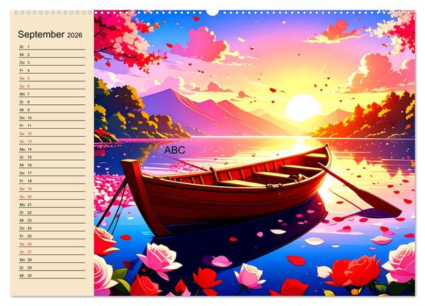 Produktbild: Manga-Landschaften: Ein visueller Ausflug durch Fantasiewelten (Wandkalender 2026 DIN A2 quer), CALVENDO Monatskalender