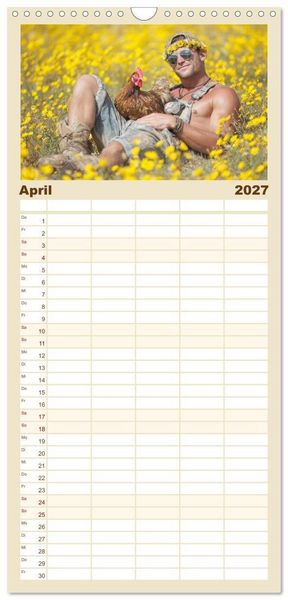 Produktbild: Familienplaner 2027 - Die H&uuml;hnerhelden. Witz und Charme mit M&auml;nnern, die Eier haben mit 5 Spalten (Wandkalender, 21 x 45 cm) CALVENDO