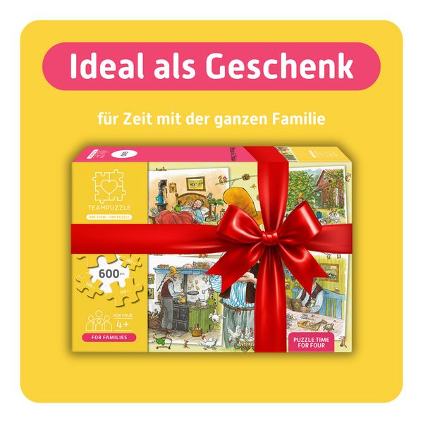 Produktbild: TEAMPUZZLE &ndash; Petersson und Findus &ndash; 600 Teile &ndash; Puzzle mit gro&szlig;en & kleinen Teilen
