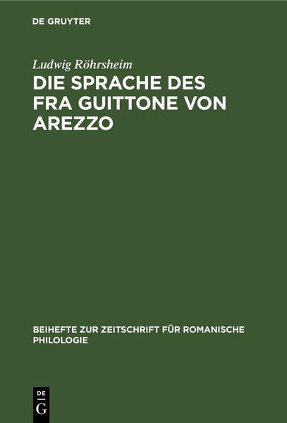 Produktbild: Die Sprache des Fra Guittone von Arezzo