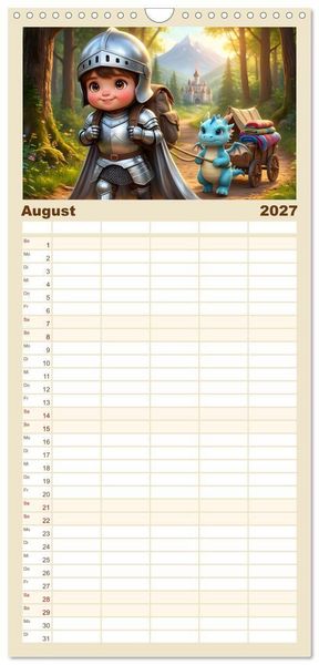 Produktbild: Familienplaner 2027 - Kleiner Ritter - Jahresreise mit 5 Spalten (Wandkalender, 21 x 45 cm) CALVENDO