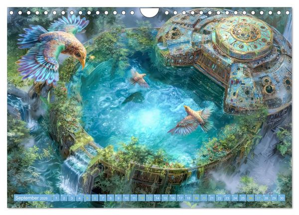 Produktbild: Fantasiekreaturen am Wasser - Biomorphe Landschaften (Wandkalender 2026 DIN A4 quer), CALVENDO Monatskalender