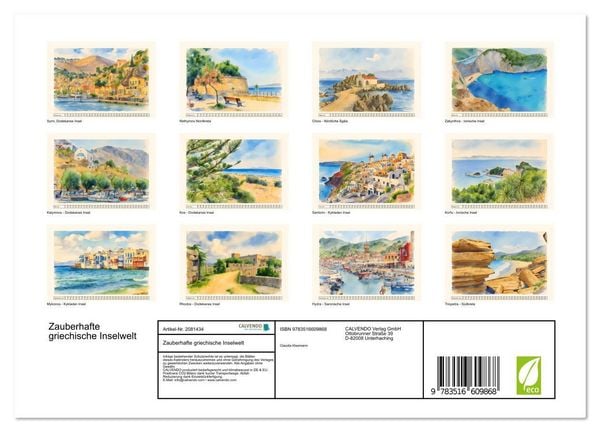 Produktbild: Zauberhafte griechische Inselwelt (Wandkalender 2026 DIN A4 quer), CALVENDO Monatskalender