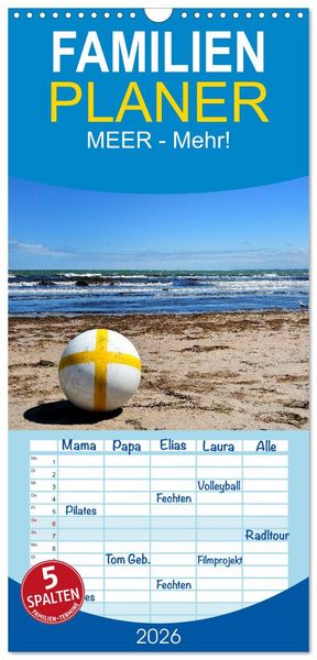 Produktbild: Familienplaner 2026 - MEER - Mehr! mit 5 Spalten (Wandkalender, 21 x 45 cm) CALVENDO