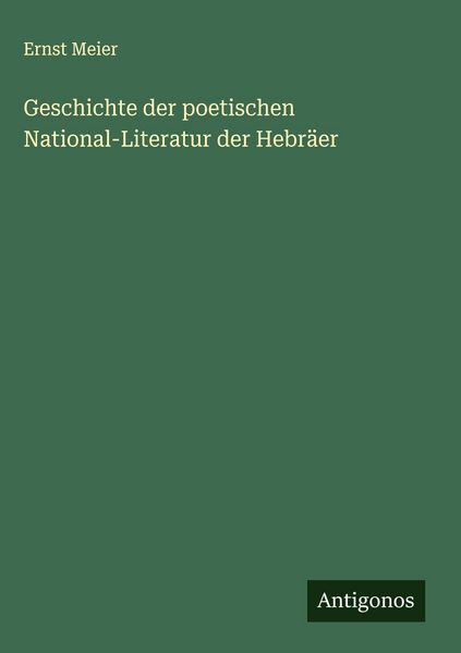 Produktbild: Geschichte der poetischen National-Literatur der Hebr&auml;er