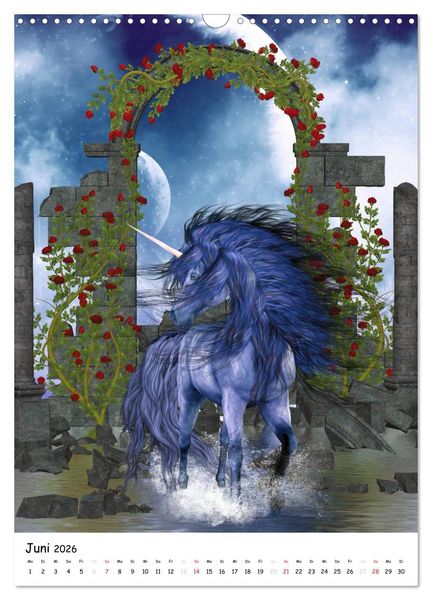 Produktbild: Einhorn und Pegasus (Wandkalender 2026 DIN A3 hoch), CALVENDO Monatskalender