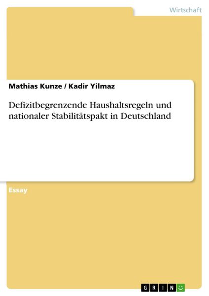 Produktbild: Defizitbegrenzende Haushaltsregeln und nationaler Stabilit&auml;tspakt in Deutschland