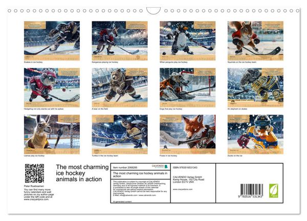 Produktbild: The most charming ice hockey animals in action (Wall Calendar 2026 DIN A3 landscape), CALVENDO 12 Month Wall Calendar