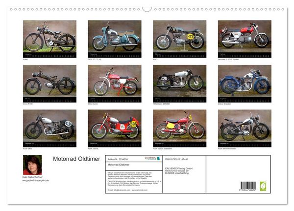 Produktbild: Motorrad Oldtimer (Wandkalender 2026 DIN A2 quer), CALVENDO Monatskalender