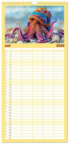 Produktbild: Familienplaner 2026 - Tintenfisch Fashion. Coole Models zeigen die Trends mit 5 Spalten (Wandkalender, 21 x 45 cm) CALVENDO