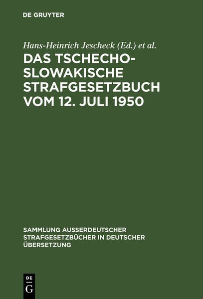 Produktbild: Das Tschechoslowakische Strafgesetzbuch vom 12. Juli 1950