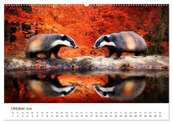 Produktbild: Stur, stark, sympathisch - Der Dachs - Kalender (Wandkalender 2026 DIN A2 quer), CALVENDO Monatskalender