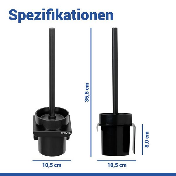 Produktbild: Turbo-Loc&reg; WC-Garnitur Mod. Lizan Schwarz, mit Silikon-B&uuml;rstenkopf, Befestigen ohne Bohren