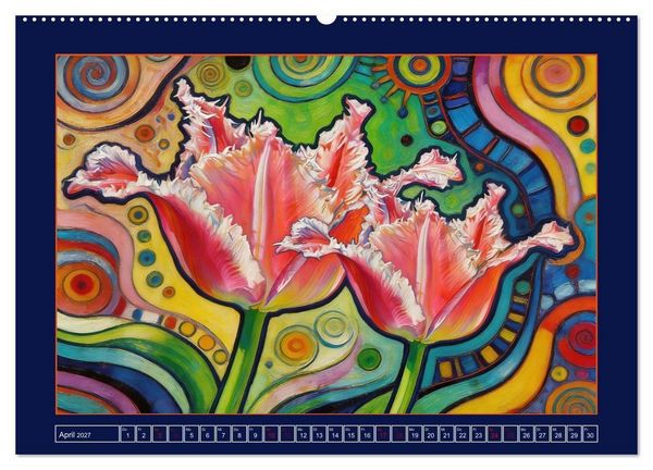 Produktbild: Bl&uuml;ten im verspielten Jugendstil (hochwertiger Premium Wandkalender 2027 DIN A2 quer), Kunstdruck in Hochglanz