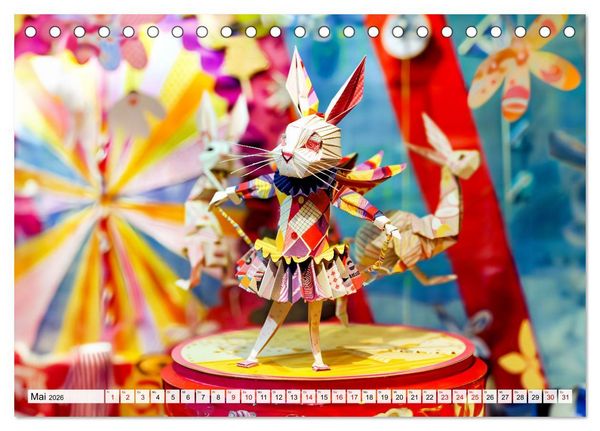 Produktbild: Bunter Origami Zirkus - Farbenfroher Zirkusspa&szlig; mit Origami-Figuren (Tischkalender 2026 DIN A5 quer), CALVENDO Monatskalender