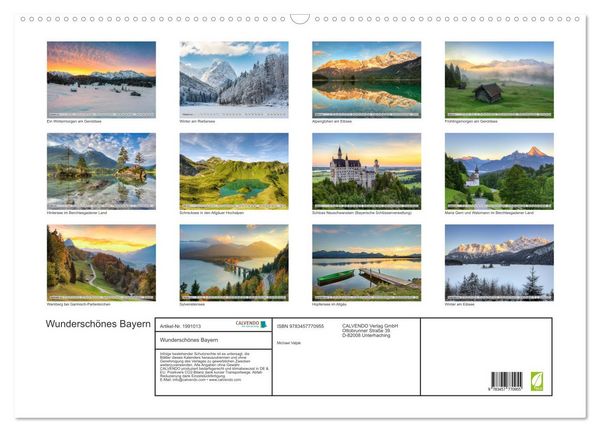 Produktbild: Wundersch&ouml;nes Bayern (Wandkalender 2026 DIN A2 quer), CALVENDO Monatskalender