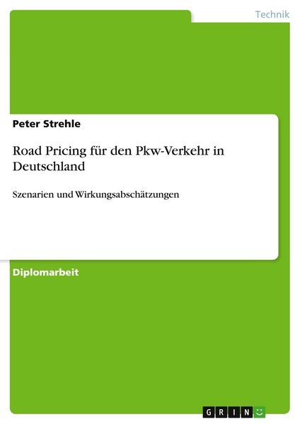 Produktbild: Road Pricing f&uuml;r den Pkw-Verkehr in Deutschland