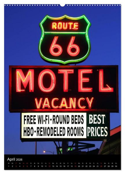 Produktbild: Route 66 (Wandkalender 2026 DIN A2 hoch), CALVENDO Monatskalender