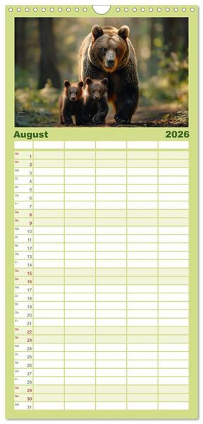 Produktbild: Familienplaner 2026 - Wildes B&auml;renland mit 5 Spalten (Wandkalender, 21 x 45 cm) CALVENDO
