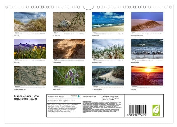 Produktbild: Dunes et mer - Une exp&eacute;rience nature (Calendrier mural 2026 DIN A4 vertical), CALVENDO calendrier mensuel
