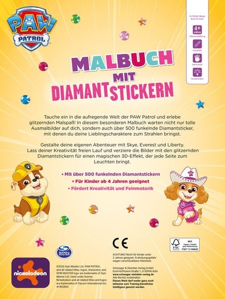 Produktbild: PAW Patrol Malbuch mit Diamantstickern