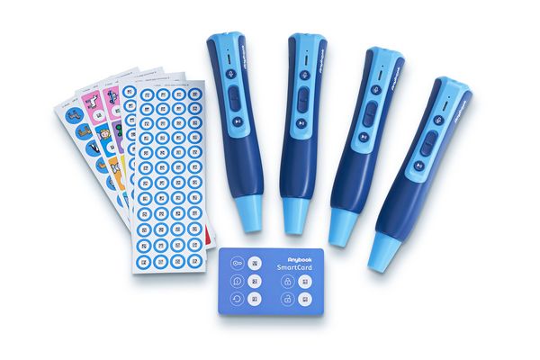 Anybook Pro – Klassensatz mit 4 Audiostiften und einer Jahreslizenz für Codes zum Drucken & Kopieren