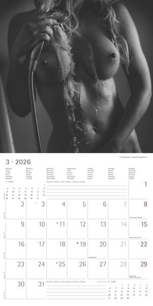 Produktbild: Feminine 2026 - Broschürenkalender 30x30 cm (30x60 geöffnet) - Kalender mit Platz für Notizen - Feminin - Bildkalender - Wandplaner - Erotikkalender