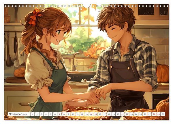 Produktbild: Das Jahr der Liebe: Verliebte P&auml;rchen im Manga-Stil (Wandkalender 2026 DIN A3 quer), CALVENDO Monatskalender