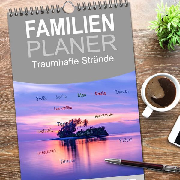 Produktbild: Familienplaner 2026 - Traumhafte Str&auml;nde mit 5 Spalten (Wandkalender, 21 x 45 cm) CALVENDO