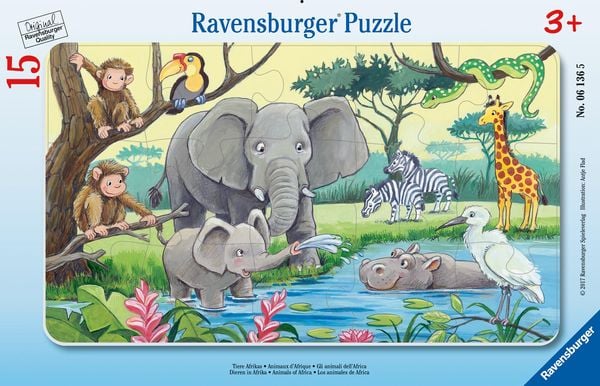 Produktbild: Rahmenpuzzle Ravensburger Tiere Afrikas 15 Teile
