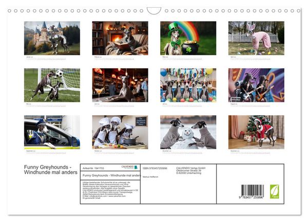 Produktbild: Funny Greyhounds - Windhunde mal anders (Wandkalender 2026 DIN A3 quer), CALVENDO Monatskalender