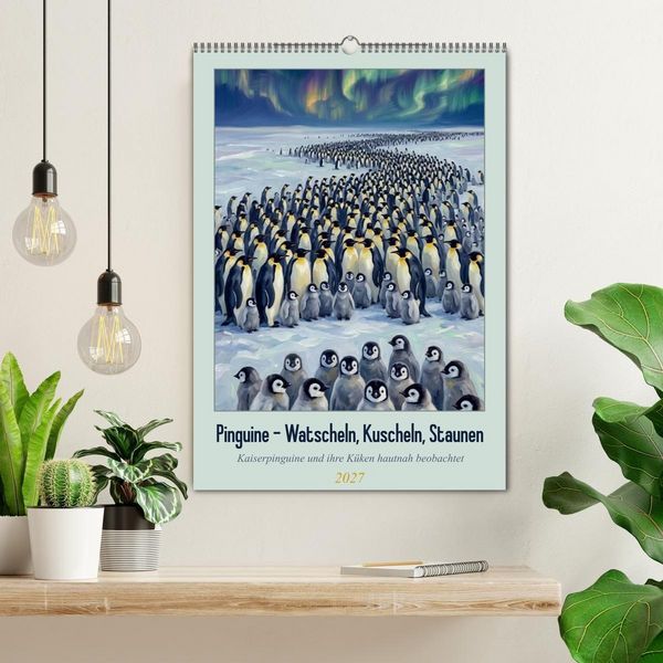 Produktbild: Pinguine - Watscheln, Kuscheln, Staunen (Wandkalender 2027 DIN A2 hoch), CALVENDO Monatskalender