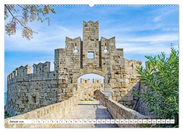 Produktbild: Rhodos - Altstadt mit Charme und Zauber (hochwertiger Premium Wandkalender 2026 DIN A2 quer), Kunstdruck in Hochglanz