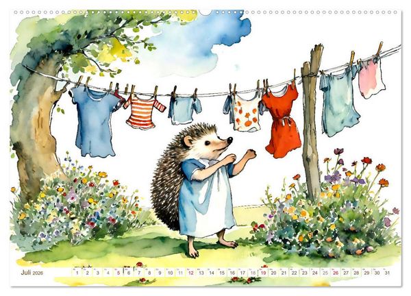 Produktbild: Bei Familie Igel (hochwertiger Premium Wandkalender 2026 DIN A2 quer), Kunstdruck in Hochglanz