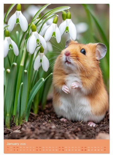 Produktbild: Golden Hamster Snapshots (Wall Calendar 2026 DIN A3 portrait), CALVENDO 12 Month Wall Calendar