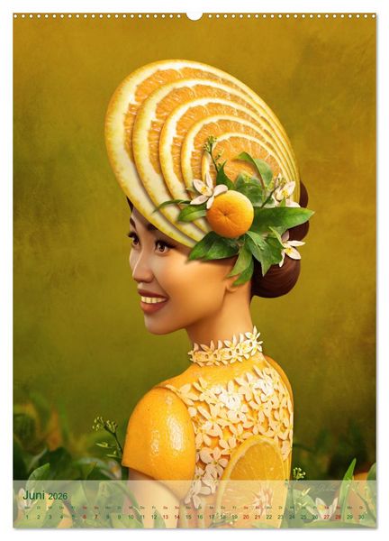 Produktbild: Zum Anbeissen - surreale Frauenportraits mit Obst und Gem&uuml;se (hochwertiger Premium Wandkalender 2026 DIN A2 hoch), Kunstdruck in Hochglanz