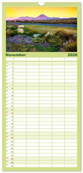 Produktbild: Familienplaner 2026 - Neuseeland - Die sch&ouml;nsten Orte am anderen Ende der Welt mit 5 Spalten (Wandkalender, 21 x 45 cm) CALVENDO
