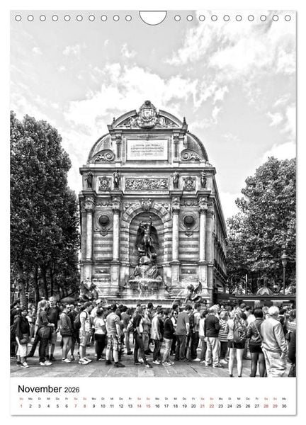 Produktbild: Paris schwarz wei&szlig; 2026 (Wandkalender 2026 DIN A4 hoch), CALVENDO Monatskalender