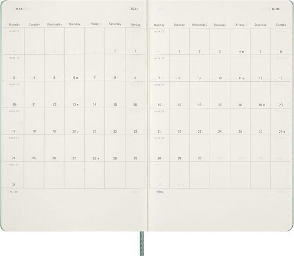 Produktbild: Moleskine 12 Monate Wochen Notizkal. 27 A5 Geb Gr&uuml;n