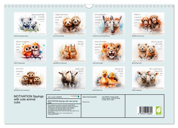 Produktbild: MOTIVATION Sayings with cute animal cubs (Wall Calendar 2026 DIN A3 landscape), CALVENDO 12 Month Wall Calendar