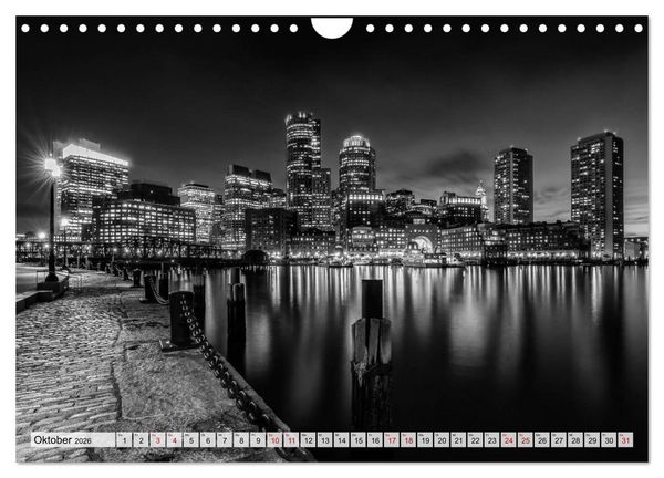 Produktbild: BOSTON Monochrome Stadtansichten (Wandkalender 2026 DIN A4 quer), CALVENDO Monatskalender