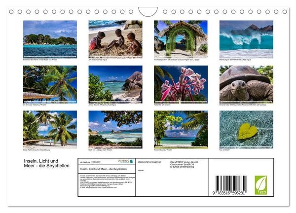 Produktbild: Inseln, Licht und Meer - die Seychellen (Wandkalender 2026 DIN A4 quer), CALVENDO Monatskalender