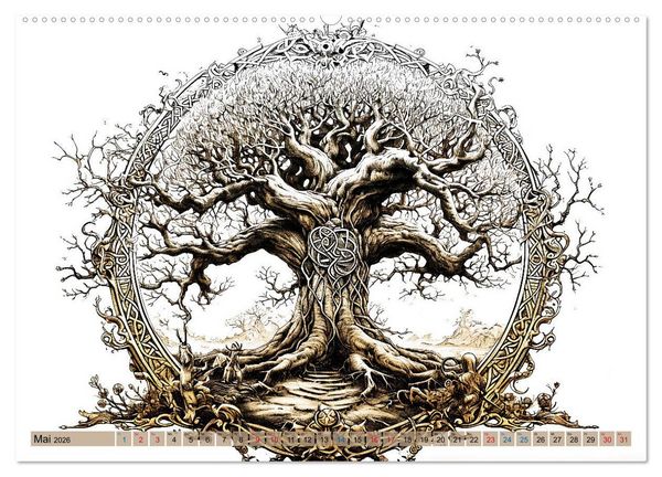 Produktbild: G&ouml;tter der Wikinger - Skizzen zur Welt der Nordischen Mythologie (hochwertiger Premium Wandkalender 2026 DIN A2 quer), Kunstdruck in Hochglanz