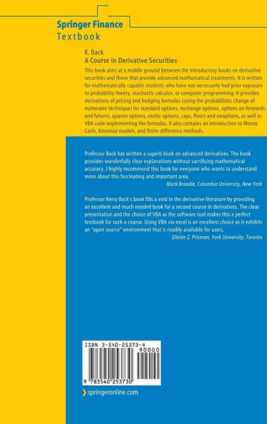 Produktbild: A Course in Derivative Securities