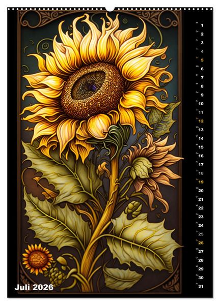 Produktbild: Jugendstil Blumen (hochwertiger Premium Wandkalender 2026 DIN A2 hoch), Kunstdruck in Hochglanz